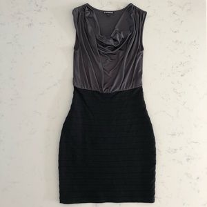 Express Fitted Dress Black & Charcoal, X-Small